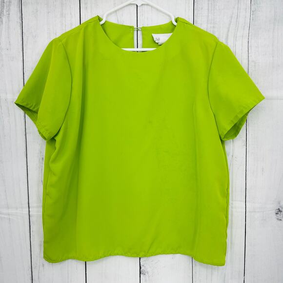 American Vintage Tops - Andre Sauvage (L) American VINTAGE 80's Petite Womens Neon Green Top